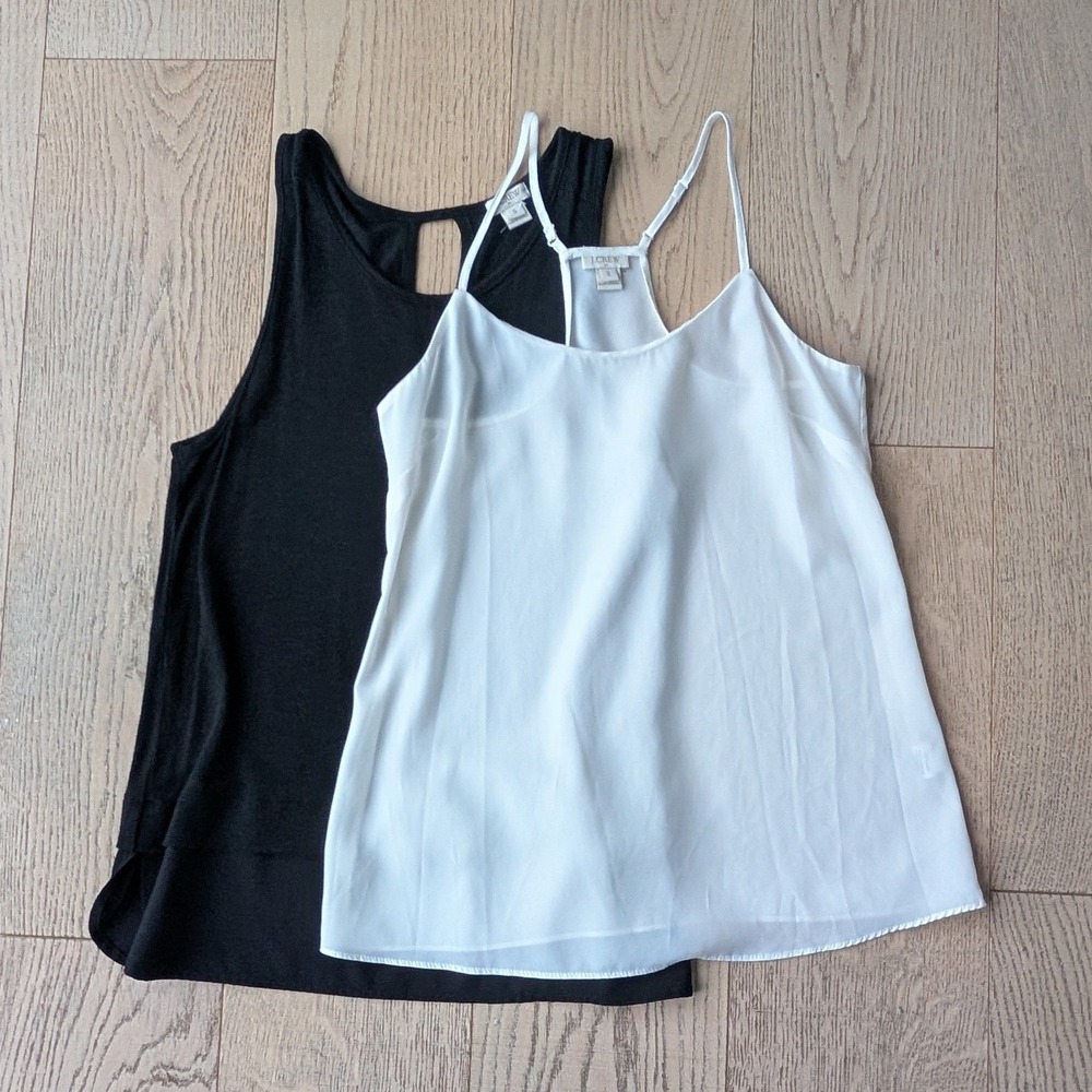 J. Crew tank top Bundle Black Tank Top & White‎ Camisole Bundle Size S 2